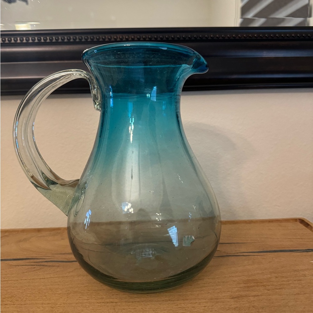Beautiful Mexican hand blown pitcher.